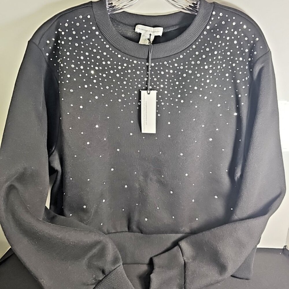 Cupcakes and Cashmere Women's Black Sweatshirt with Rhinestones - NWT Large